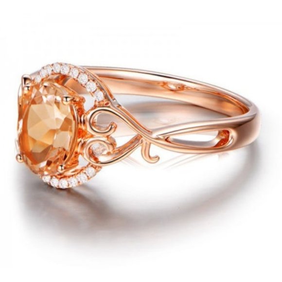 Rose Gold Filled Oval Cut Crystal Ring New - Picture 2 of 3